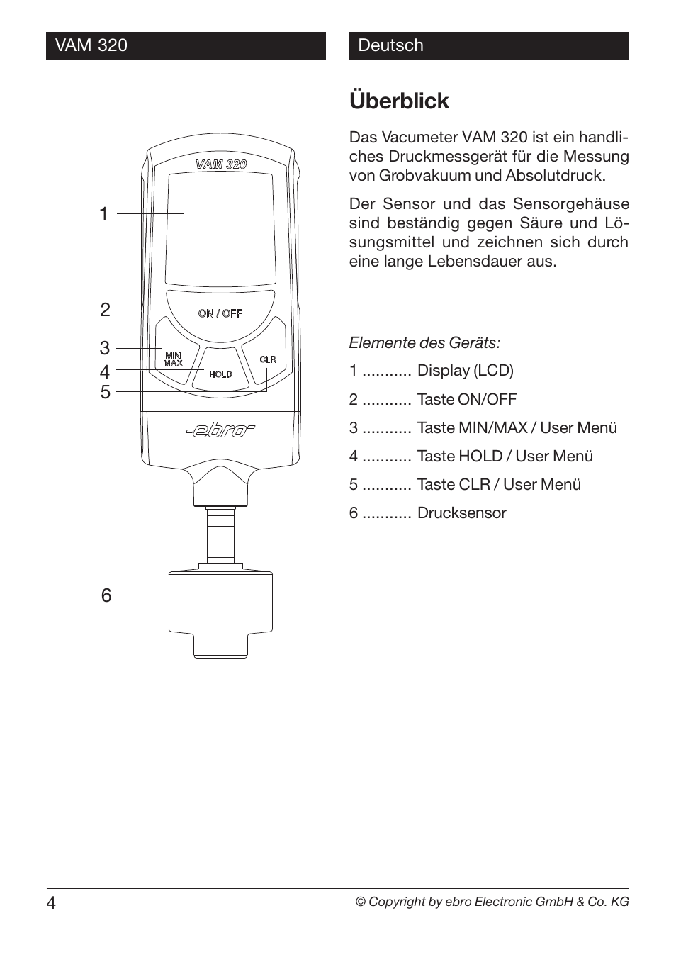 Überblick | Xylem VAM 320 User Manual | Page 4 / 28