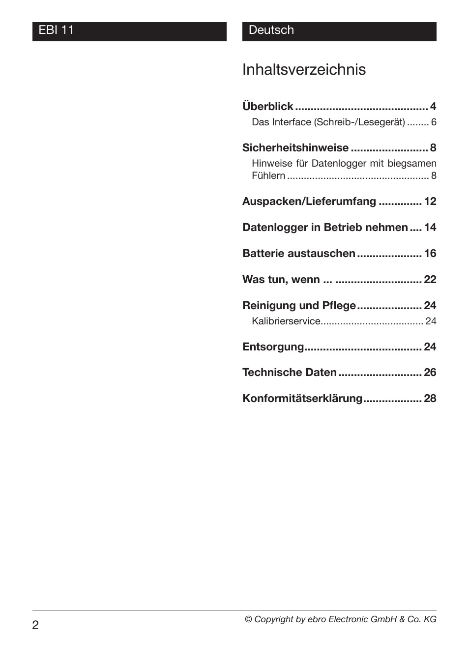 Xylem EBI 11 User Manual | Page 2 / 28