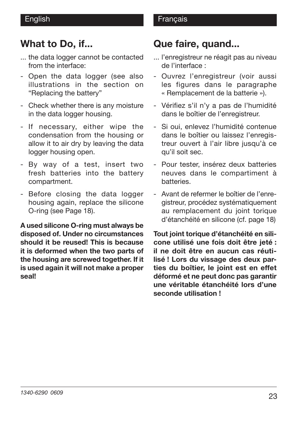 What to do, if, Que faire, quand | Xylem EBI 11 User Manual | Page 23 / 28
