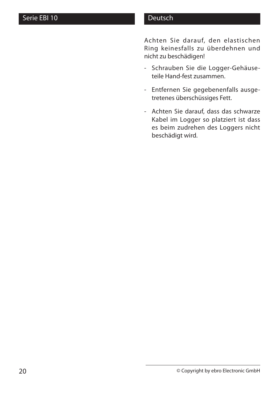 Xylem EBI 10 Serie User Manual | Page 20 / 40