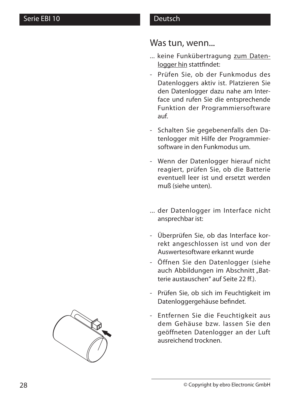 Was tun, wenn | Xylem EBI 10 Serie User Manual | Page 28 / 40