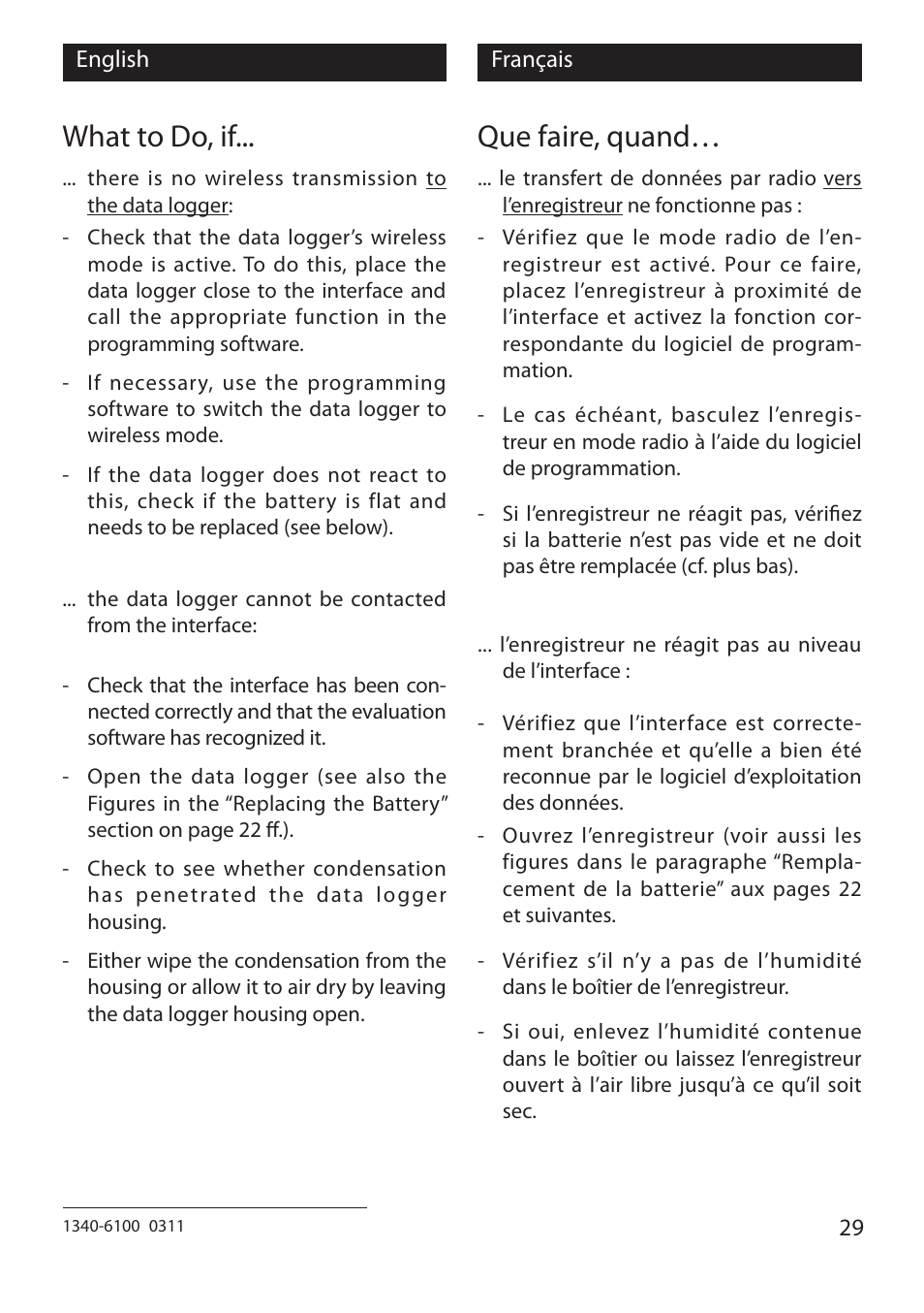 What to do, if, Que faire, quand | Xylem EBI 10 Serie User Manual | Page 29 / 40