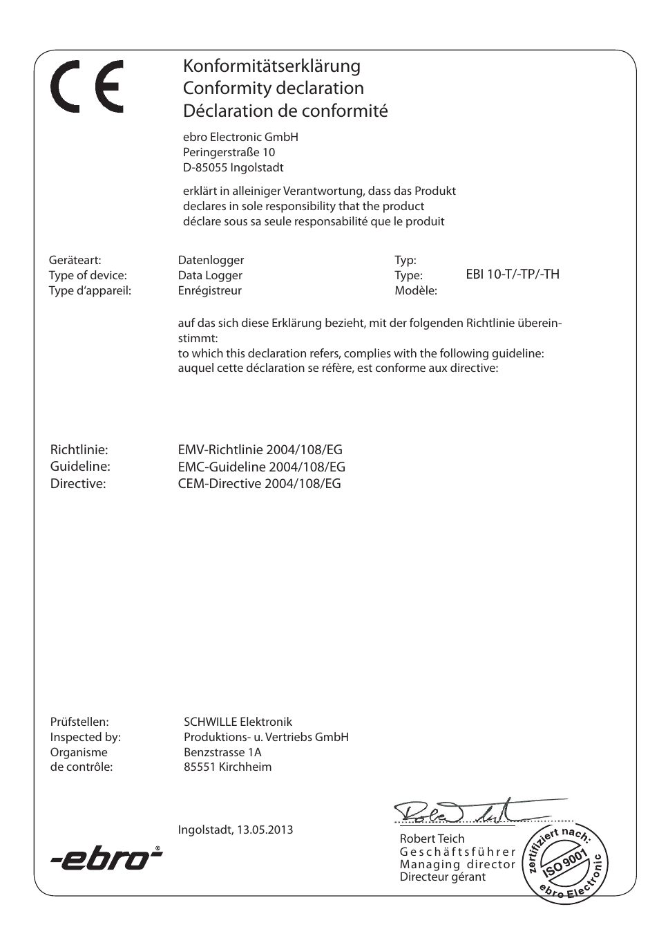 Xylem EBI 10 Serie User Manual | Page 40 / 40