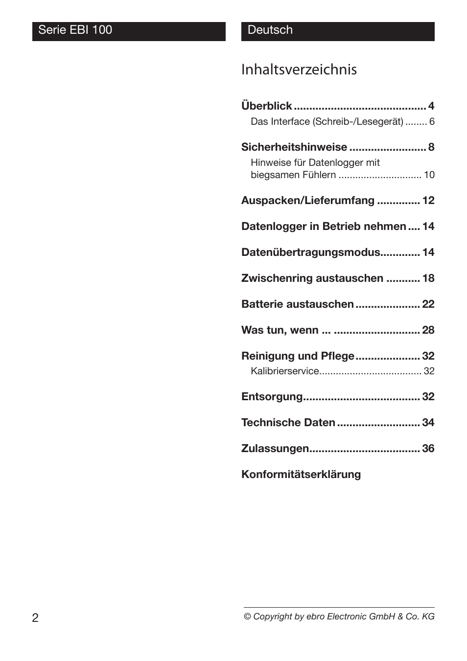 Xylem EBI 100 Serie User Manual | Page 2 / 40