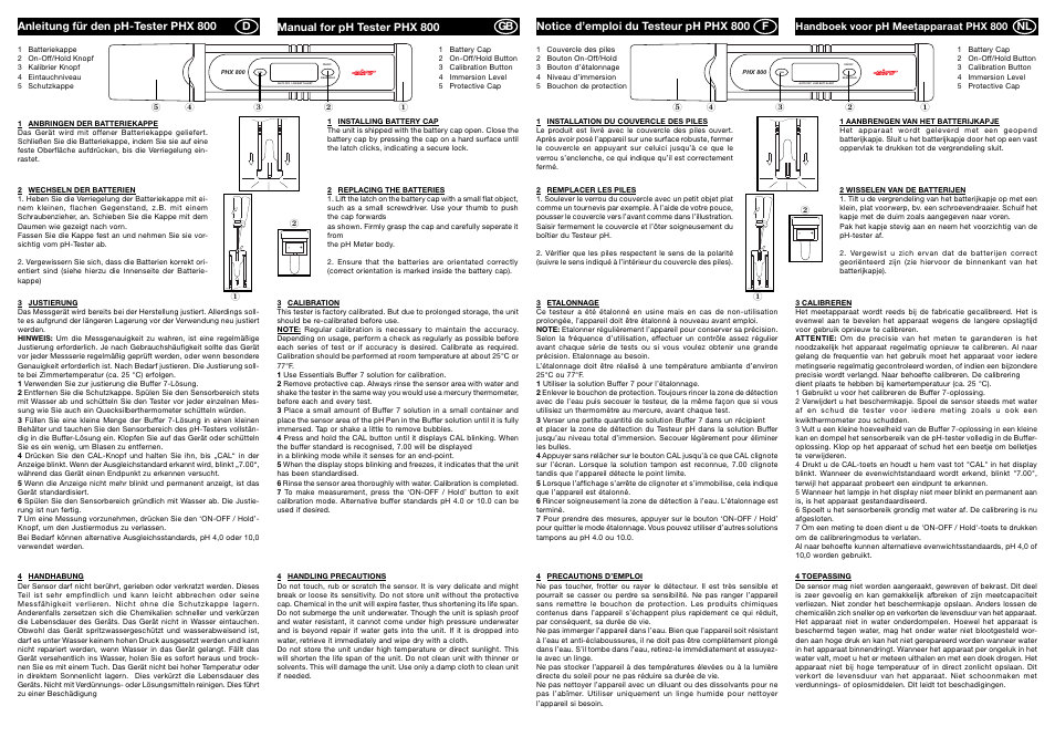 Xylem PHX 800 User Manual | 2 pages