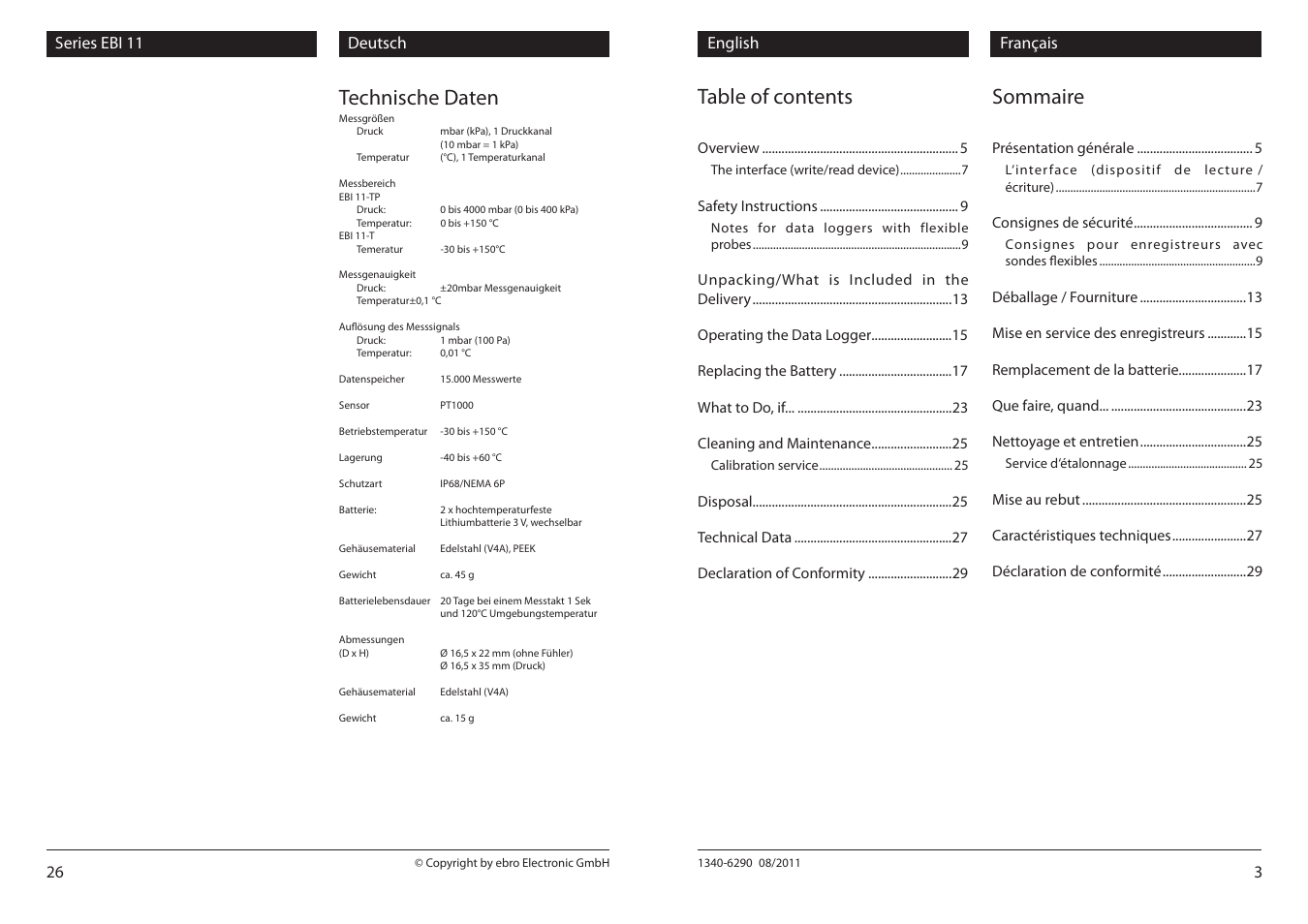 Xylem EBI 11 Serie User Manual | Page 3 / 14