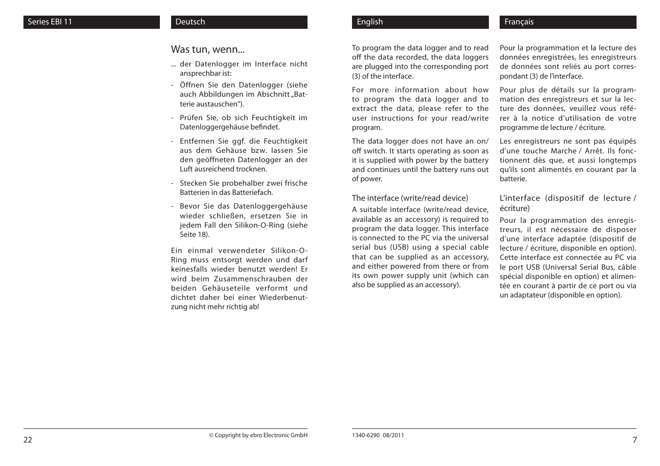 Was tun, wenn | Xylem EBI 11 Serie User Manual | Page 7 / 14