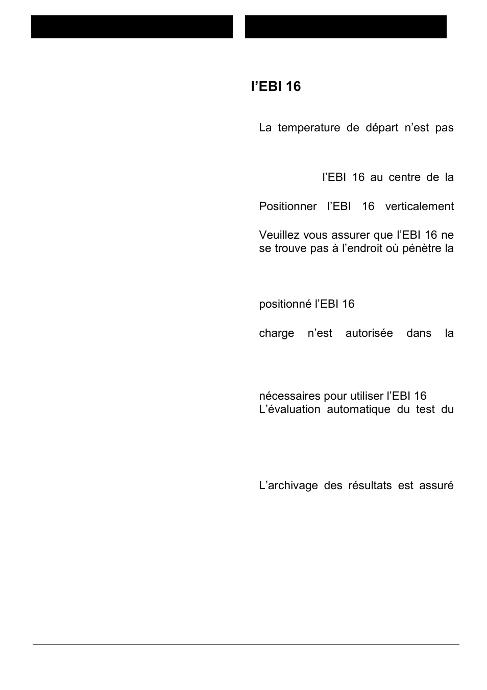 Ebi16 checking the vacuum test starting conditions, Place in the chamber, Evaluation | Archiving of the results, Positionnement dans la chamber, Archivage des résultats | Xylem EBI 16 User Manual | Page 11 / 36