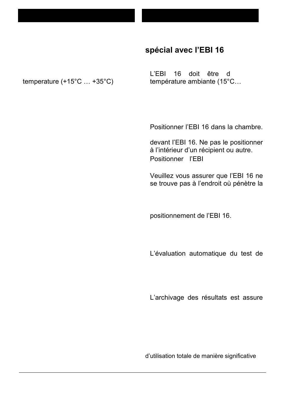 Place in the chamber, Evaluation, Archiving of the results | Positionnement dans la chambre, Archivage des résultats | Xylem EBI 16 User Manual | Page 17 / 36