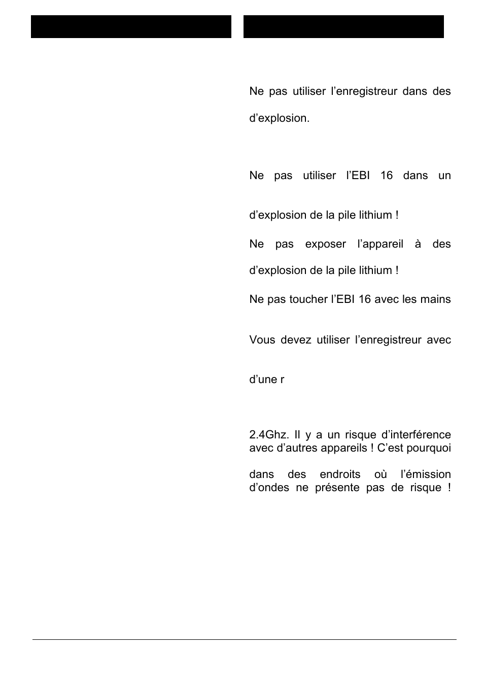 Safety instructions, Consignes de sécurité | Xylem EBI 16 User Manual | Page 5 / 36