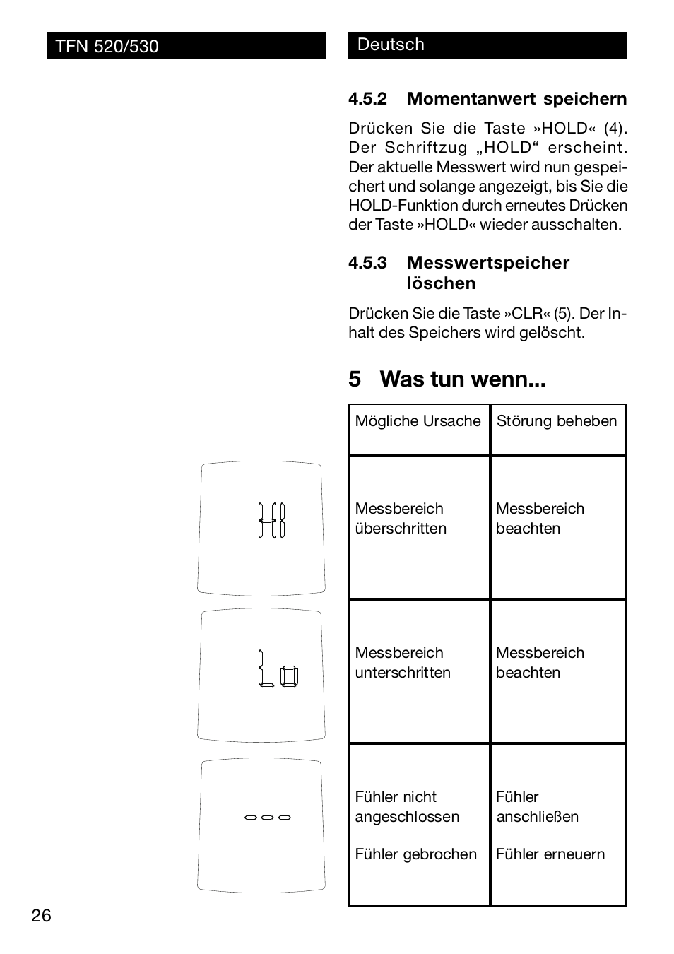 5 was tun wenn | Xylem TFN 520/530 User Manual | Page 26 / 40