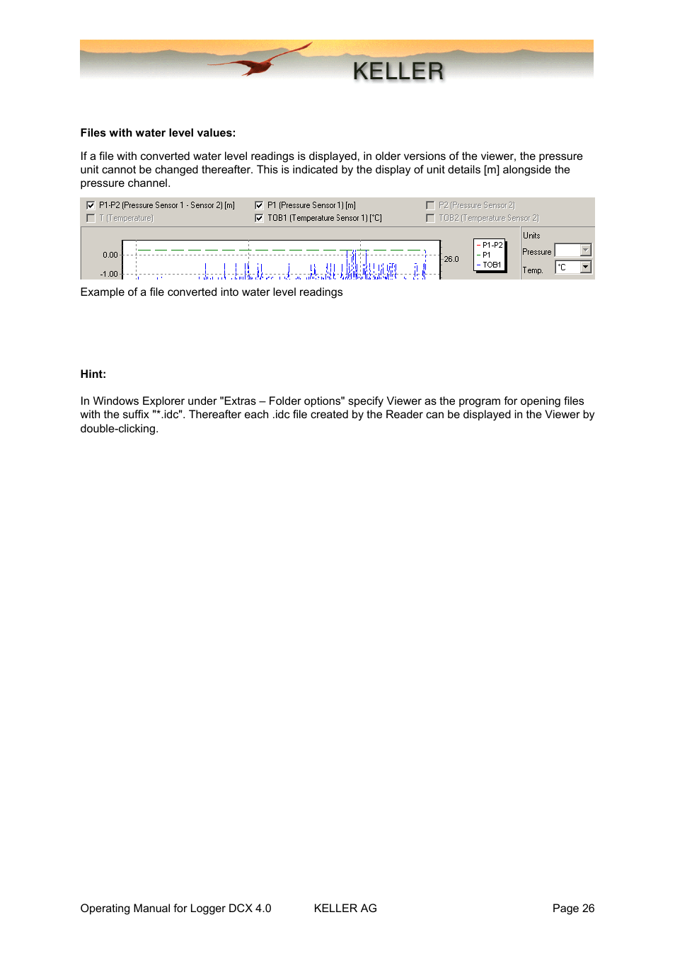 Files with water level values | Xylem DCX-22 SELF CONTAINED WATER LEVEL DATALOGGERS KELLER Logger DCX 4.0 User Manual | Page 26 / 30