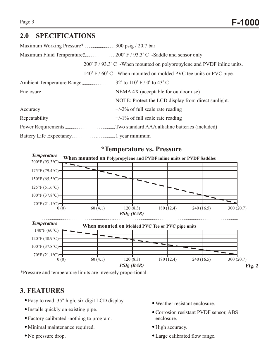 Xylem F1000 PADDLEWHEEL FLOW METERS User Manual | Page 3 / 16