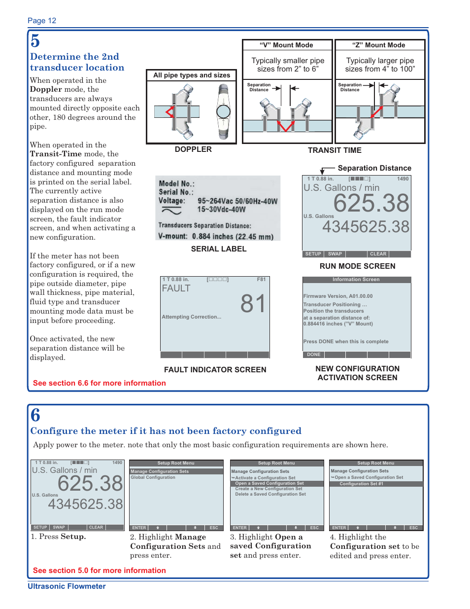 Fault, U.s. gallons / min | Xylem FM500 ULTRASONIC FLOW METERS User Manual | Page 12 / 74
