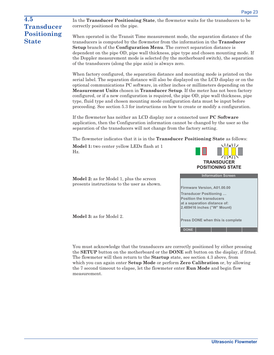 5 transducer positioning state | Xylem FM500 ULTRASONIC FLOW METERS User Manual | Page 23 / 74