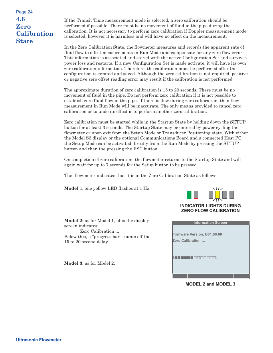 6 zero calibration state | Xylem FM500 ULTRASONIC FLOW METERS User Manual | Page 24 / 74