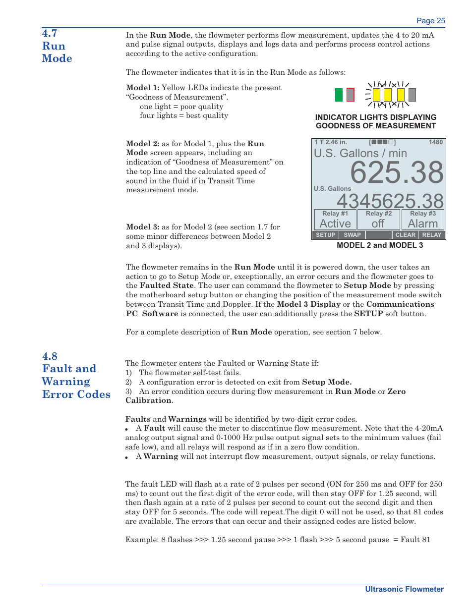 Alarm, Active, U.s. gallons / min | Xylem FM500 ULTRASONIC FLOW METERS User Manual | Page 25 / 74