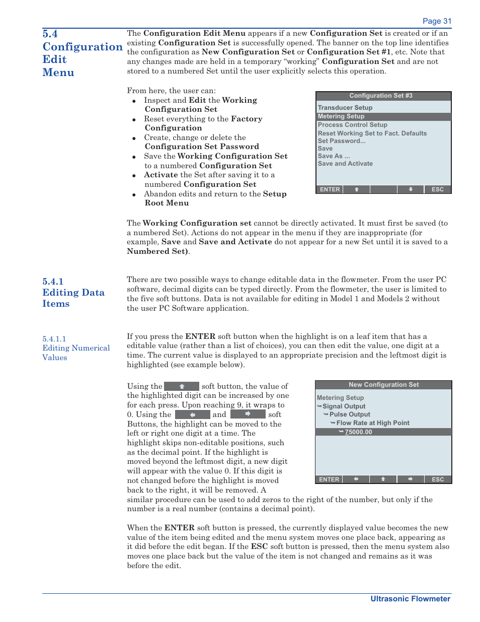 4 configuration edit menu, 1 editing data items | Xylem FM500 ULTRASONIC FLOW METERS User Manual | Page 31 / 74
