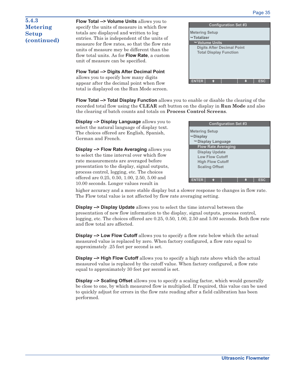 3 metering setup (continued) | Xylem FM500 ULTRASONIC FLOW METERS User Manual | Page 35 / 74