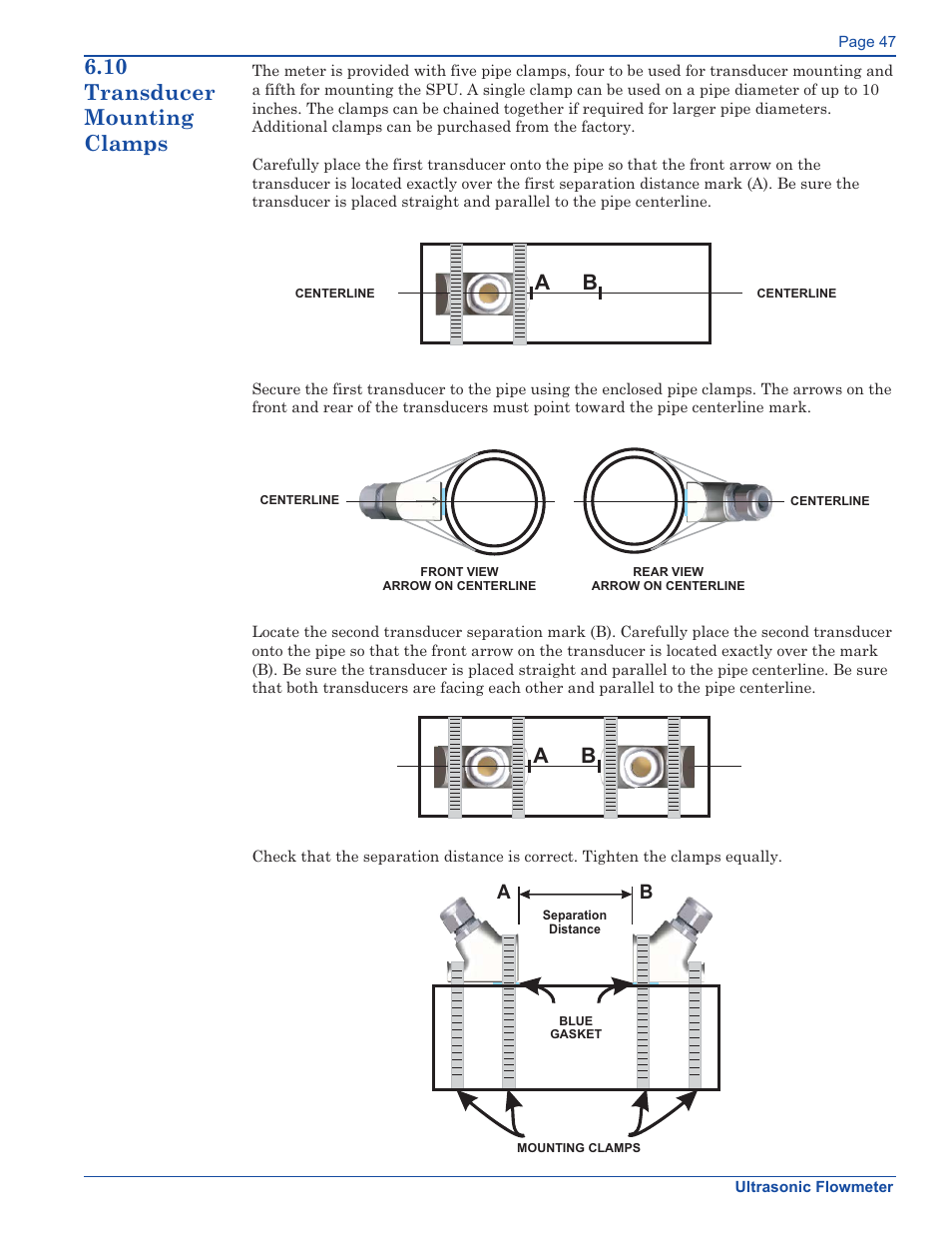 10 transducer mounting clamps | Xylem FM500 ULTRASONIC FLOW METERS User Manual | Page 47 / 74