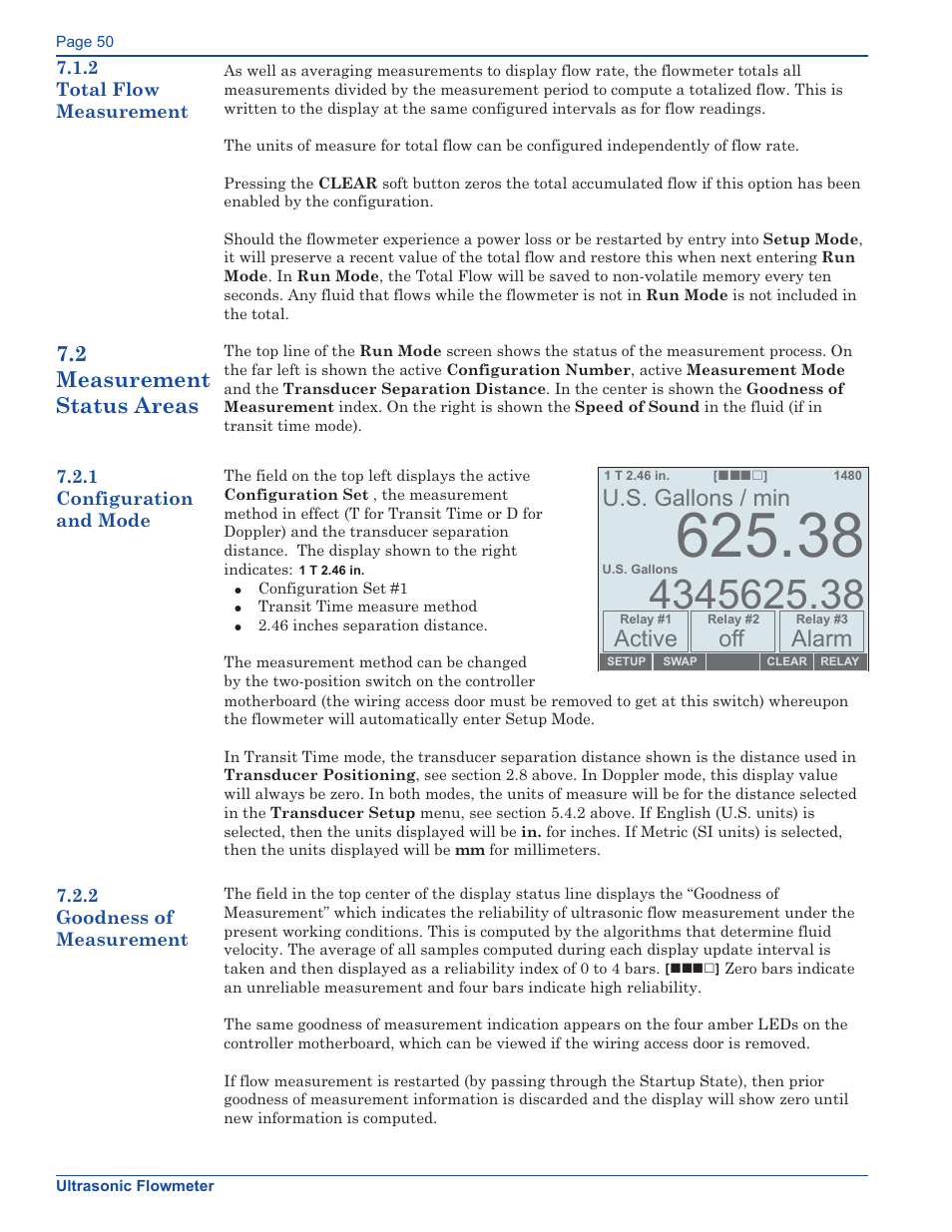 Alarm, Active, U.s. gallons / min | Xylem FM500 ULTRASONIC FLOW METERS User Manual | Page 50 / 74