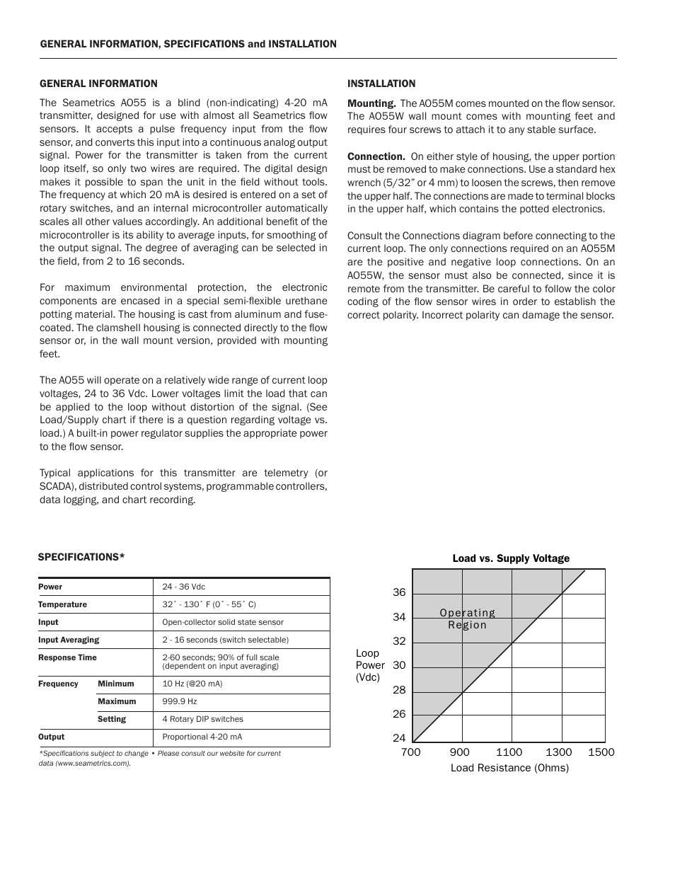 Seametrics AO55 User Manual | Page 2 / 4