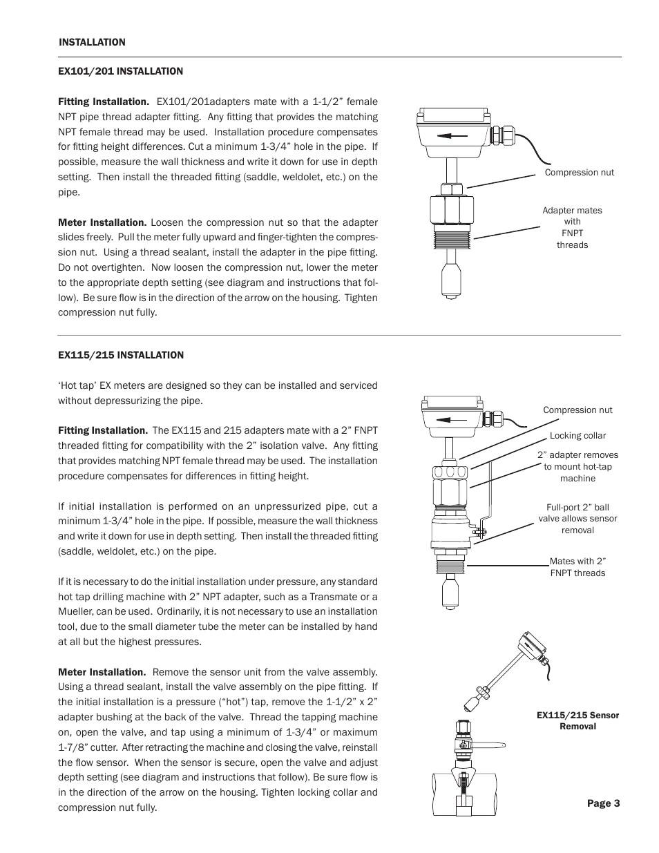 Xylem EX100/200-Series ELECTROMAGNETIC FLOW SENSORS User Manual | Page 5 / 16