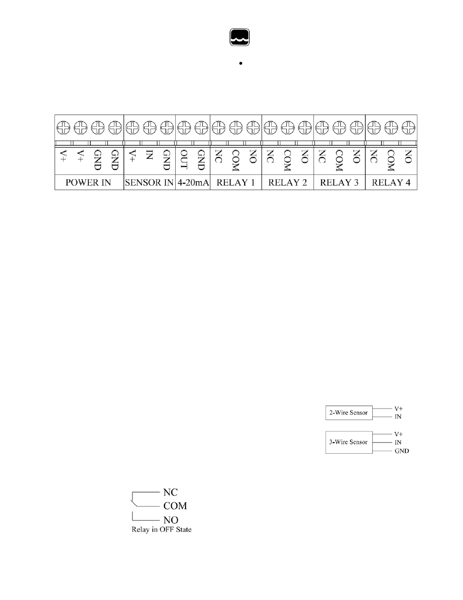 Xiv. appendix a: terminal strip diagram | Xylem FC220 OPEN CHANNEL FLOW MONITOR User Manual | Page 21 / 23