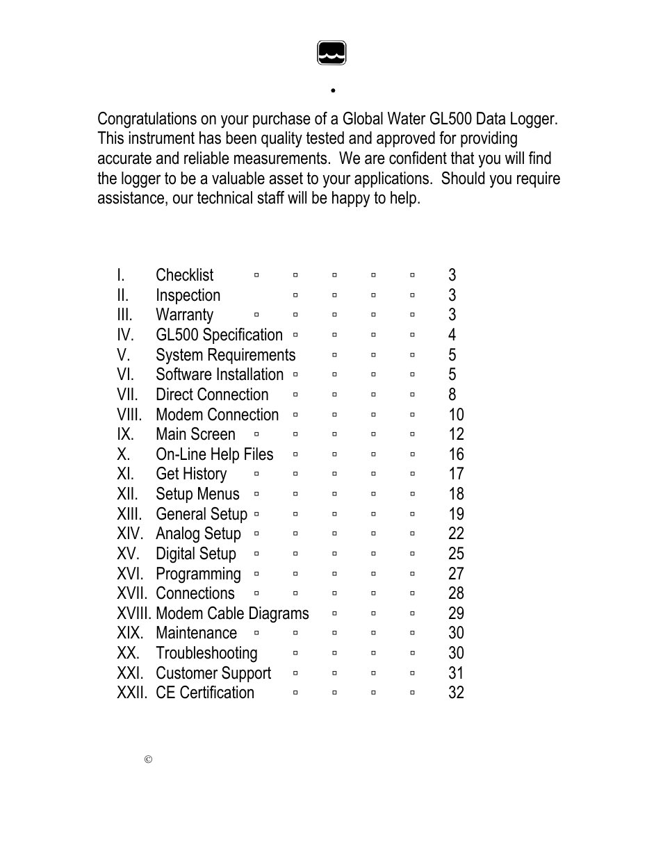 Xylem GL500 MULTICHANNEL DATA LOGGER User Manual | Page 2 / 32