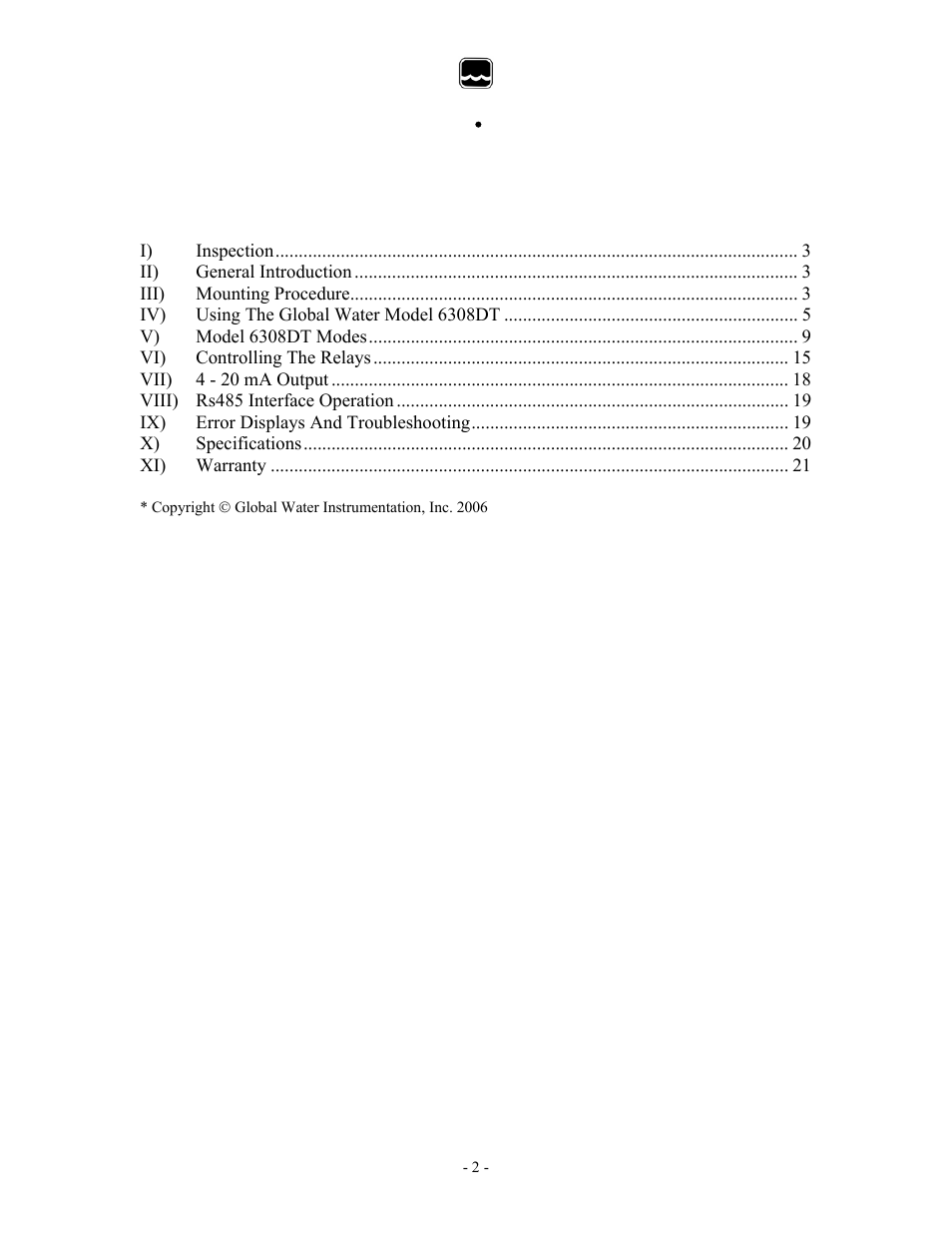 Xylem 6308DT INDUSTRIAL DISSOLVED OXYGEN TRANSMITTERS User Manual | Page 2 / 21