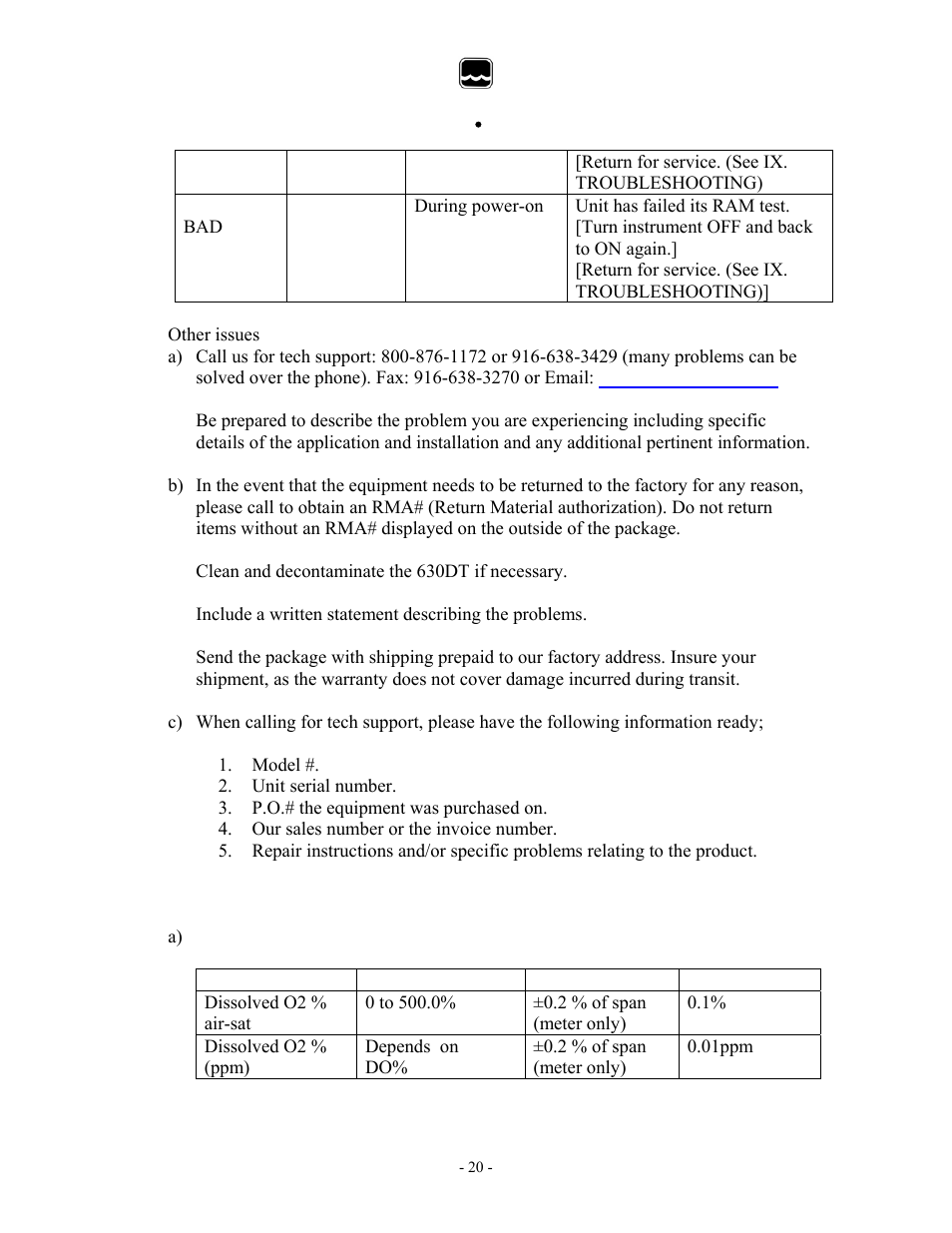 Xylem 6308DT INDUSTRIAL DISSOLVED OXYGEN TRANSMITTERS User Manual | Page 20 / 21