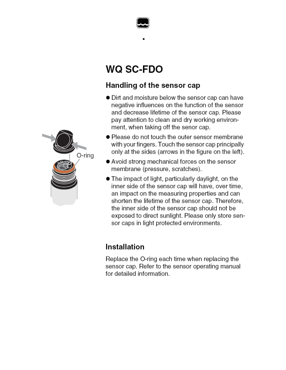 X. appendix a – sensor cap, Global water | Xylem WQ-FDO OPTICAL DISSOLVED OXYGEN TRANSMITTER User Manual | Page 22 / 22