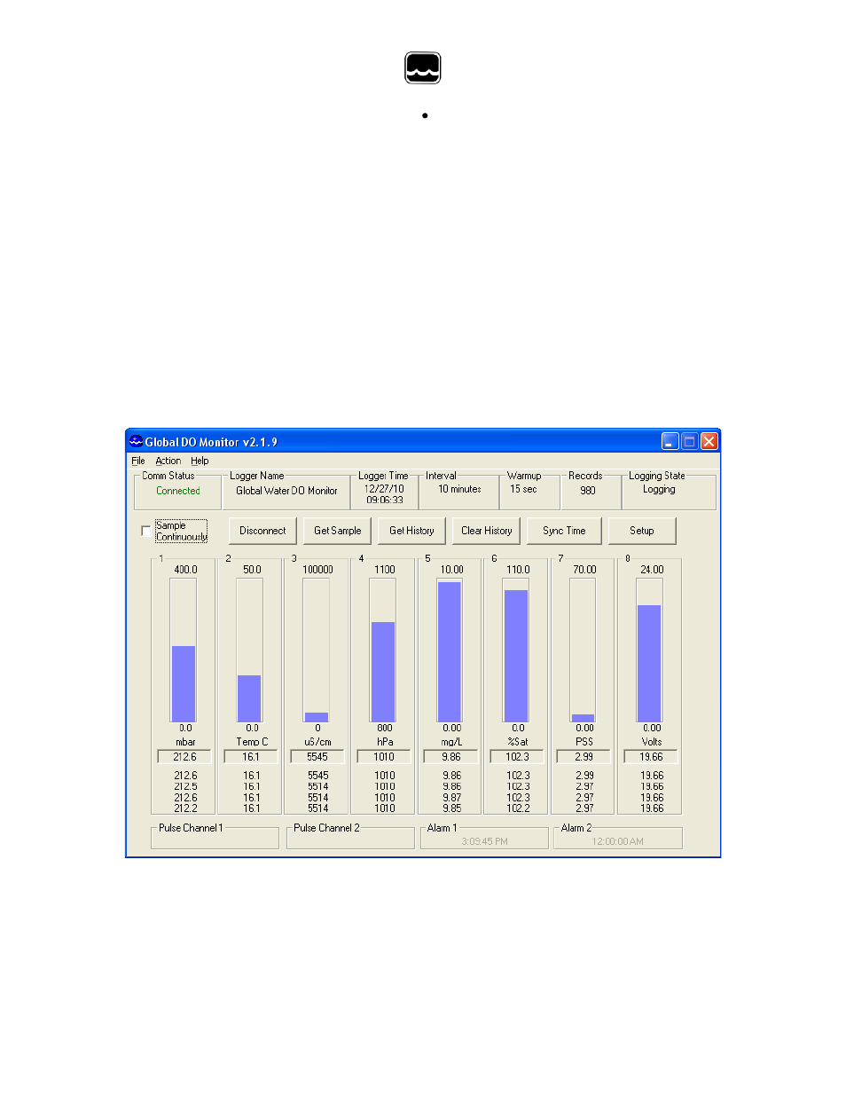 Vi. main screen | Xylem WQ-FDO Sensor and GL500-7-2 Data Logger User Manual | Page 11 / 34