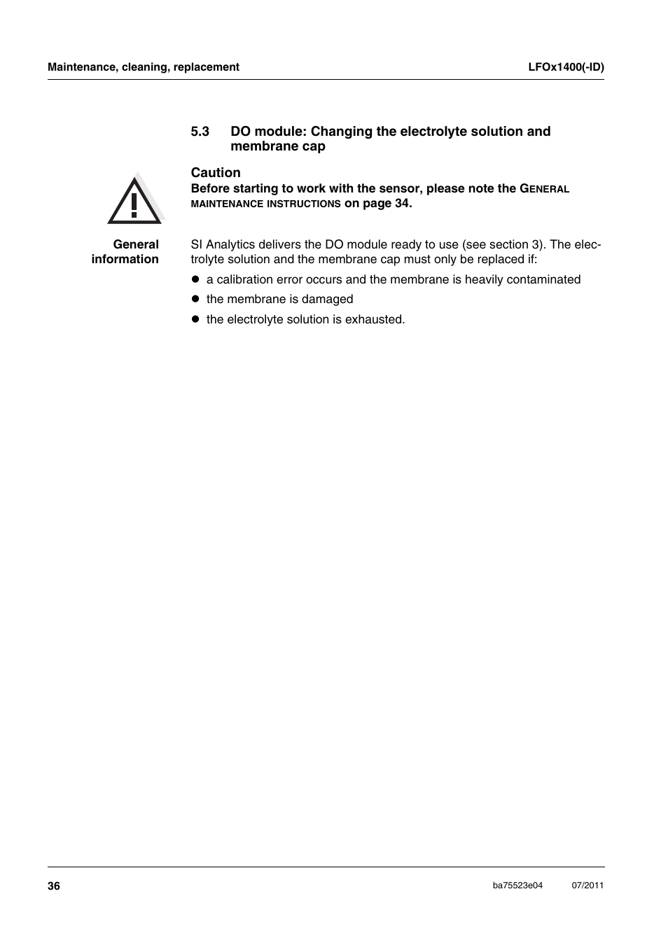 N section 5.3 do, Module, Hanging | Electrolyte, Solution, Membrane, Section 5.3 do | Xylem LFOx1400_LFOx1400-ID User Manual | Page 12 / 26