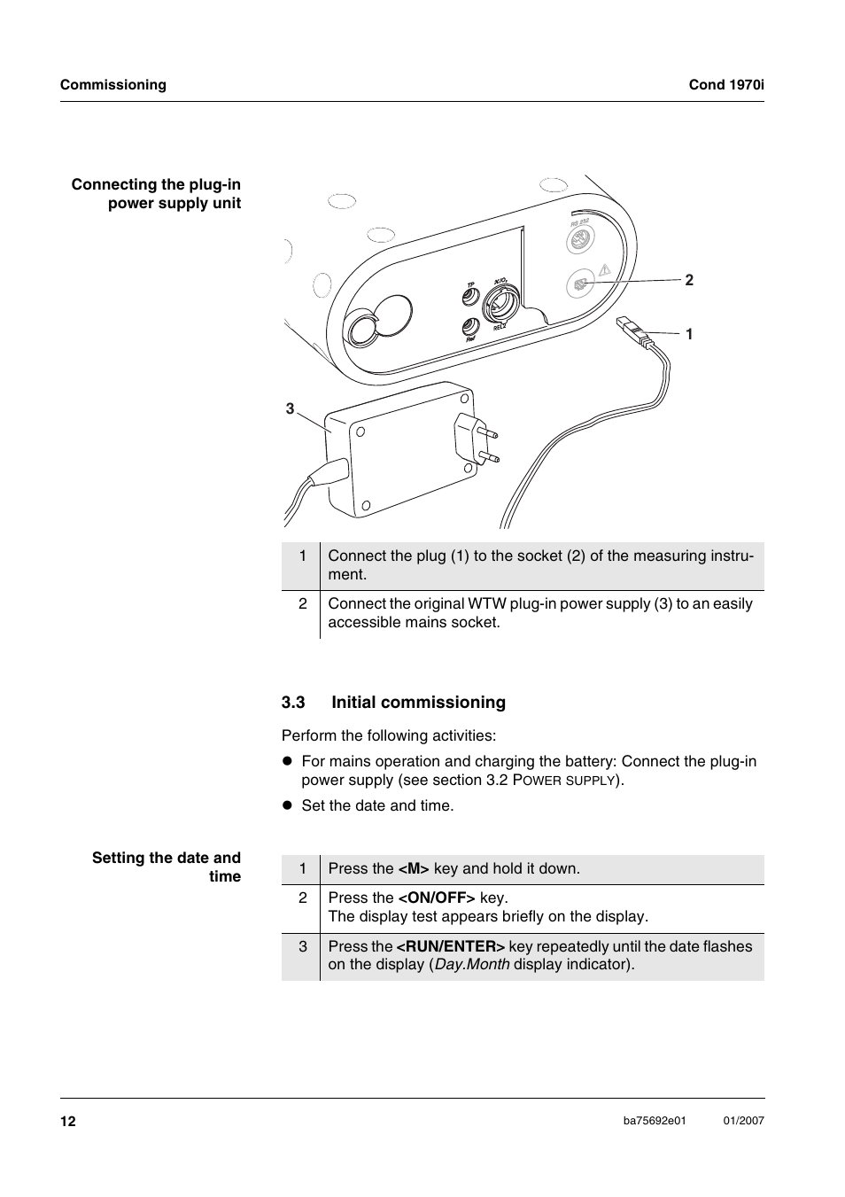 3 initial commissioning, Initial commissioning | Xylem Cond 1970i User Manual | Page 12 / 67