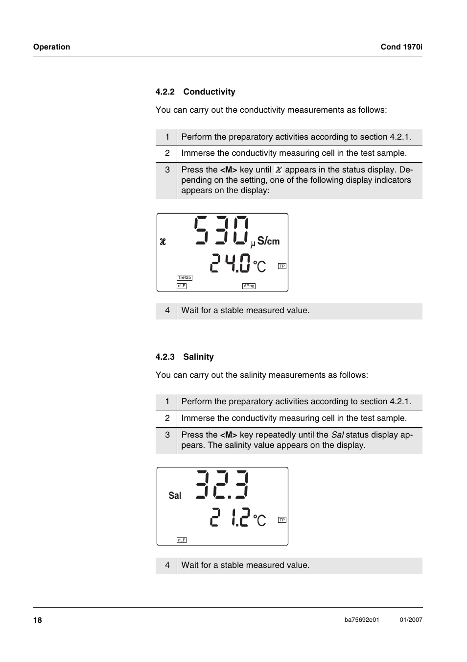 2 conductivity, 3 salinity, Conductivity | Salinity | Xylem Cond 1970i User Manual | Page 18 / 67