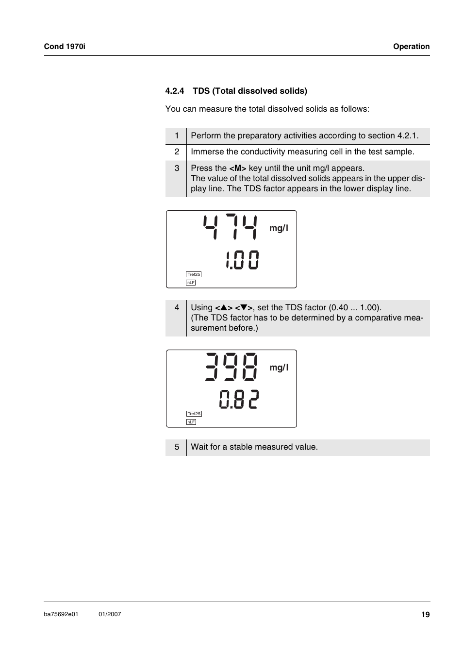 4 tds (total dissolved solids), Tds (total dissolved solids) | Xylem Cond 1970i User Manual | Page 19 / 67