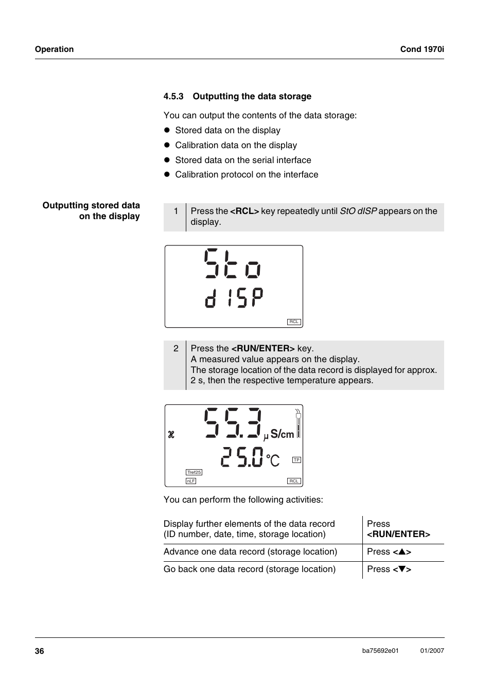 3 outputting the data storage, Outputting the data storage, Os t | Si d | Xylem Cond 1970i User Manual | Page 36 / 67