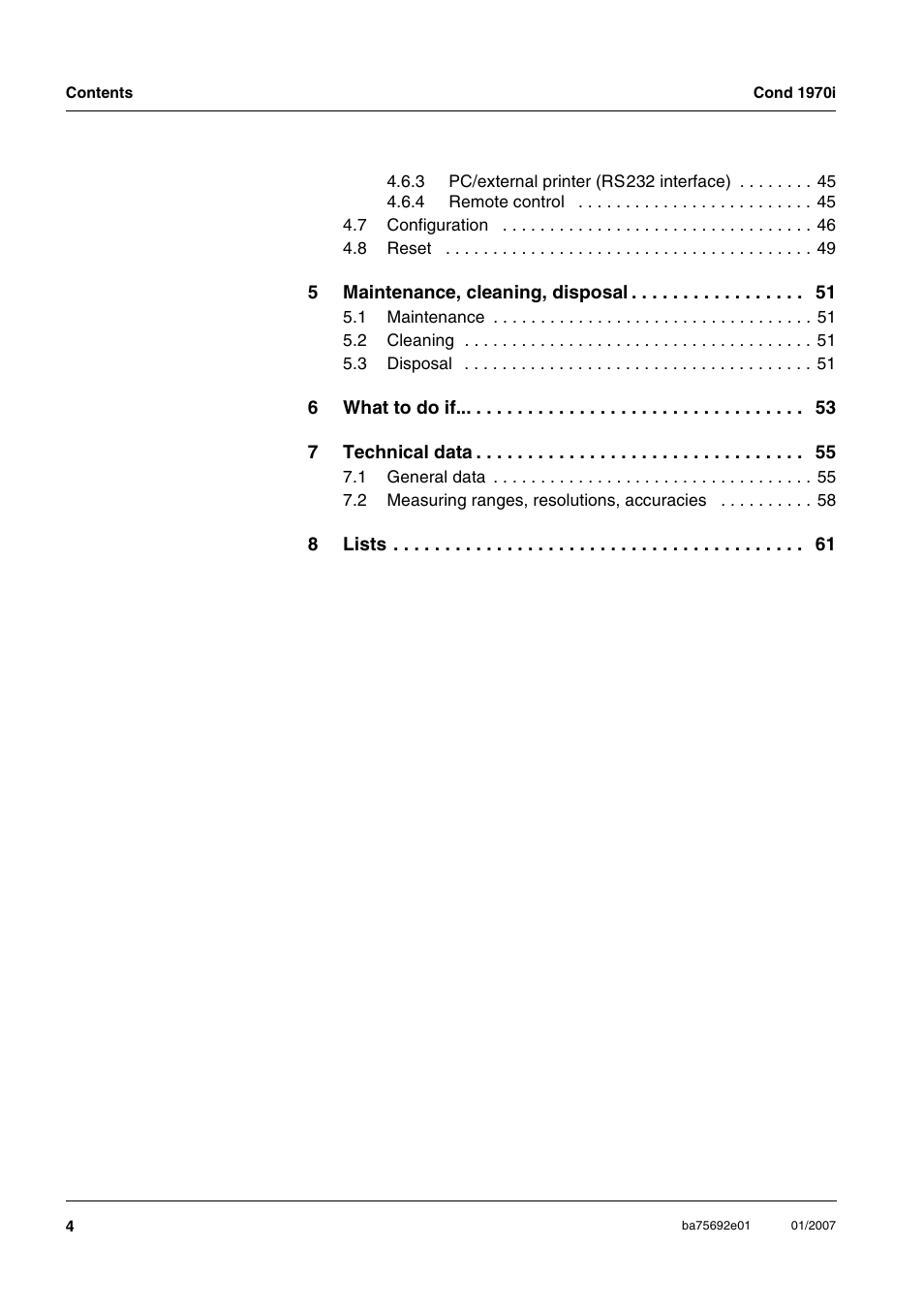 Xylem Cond 1970i User Manual | Page 4 / 67