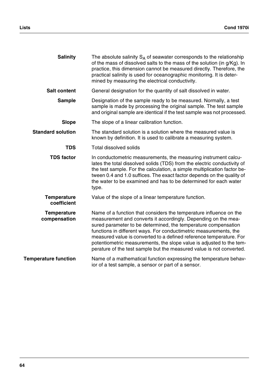Xylem Cond 1970i User Manual | Page 64 / 67
