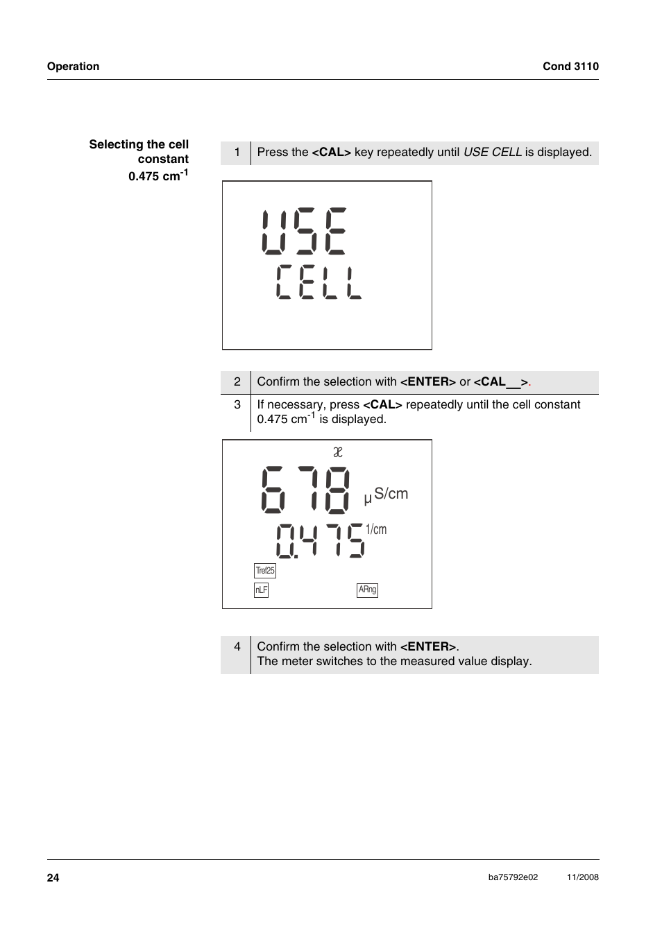 Es u, Lc l e | Xylem COND3110 HANDHELD CONDUCTIVITY METERS User Manual | Page 24 / 41