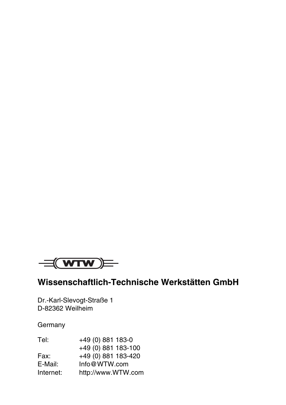 Wissenschaftlich-technische werkstätten gmbh | Xylem COND3110 HANDHELD CONDUCTIVITY METERS User Manual | Page 41 / 41