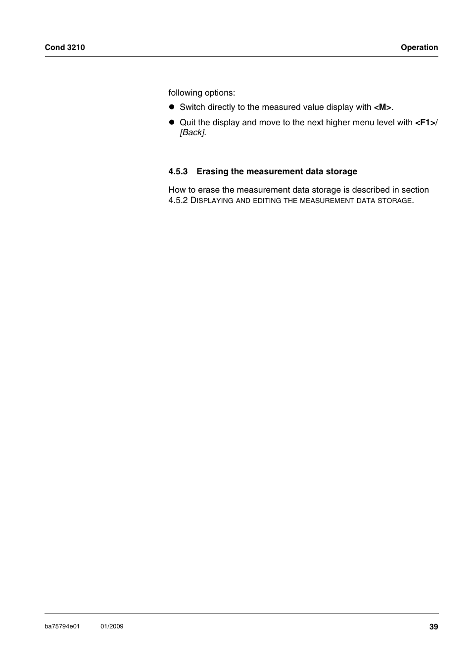 3 erasing the measurement data storage, Erasing the measurement data storage | Xylem COND3210 HANDHELD CONDUCTIVITY METERS User Manual | Page 39 / 56