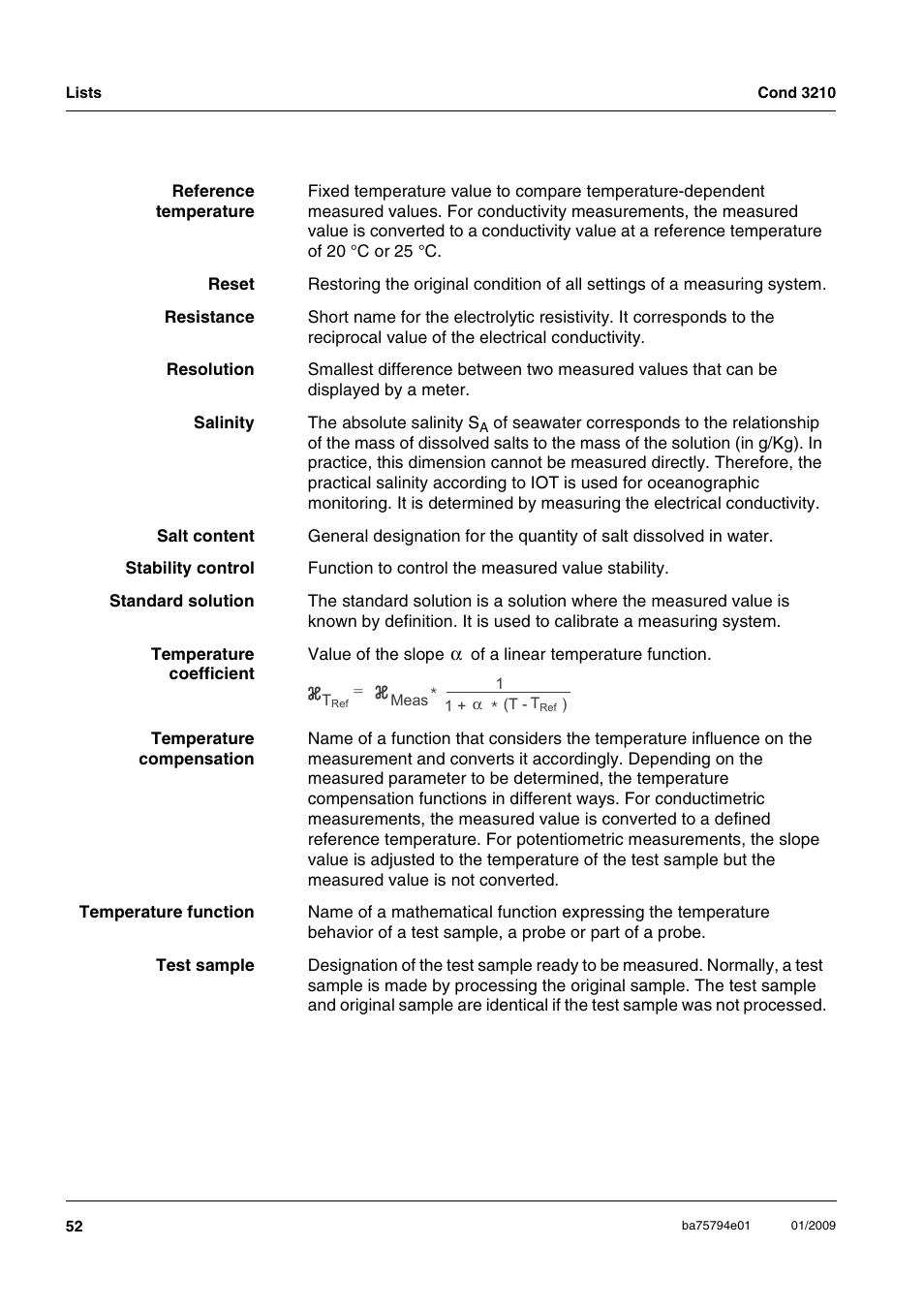 Xylem COND3210 HANDHELD CONDUCTIVITY METERS User Manual | Page 52 / 56