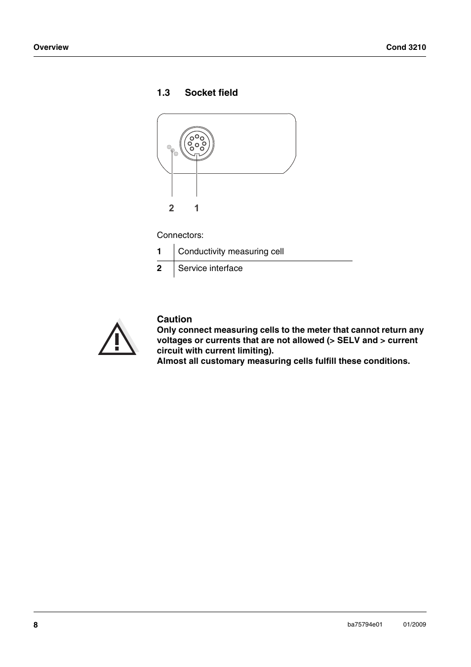 3 socket field, Socket field | Xylem COND3210 HANDHELD CONDUCTIVITY METERS User Manual | Page 8 / 56