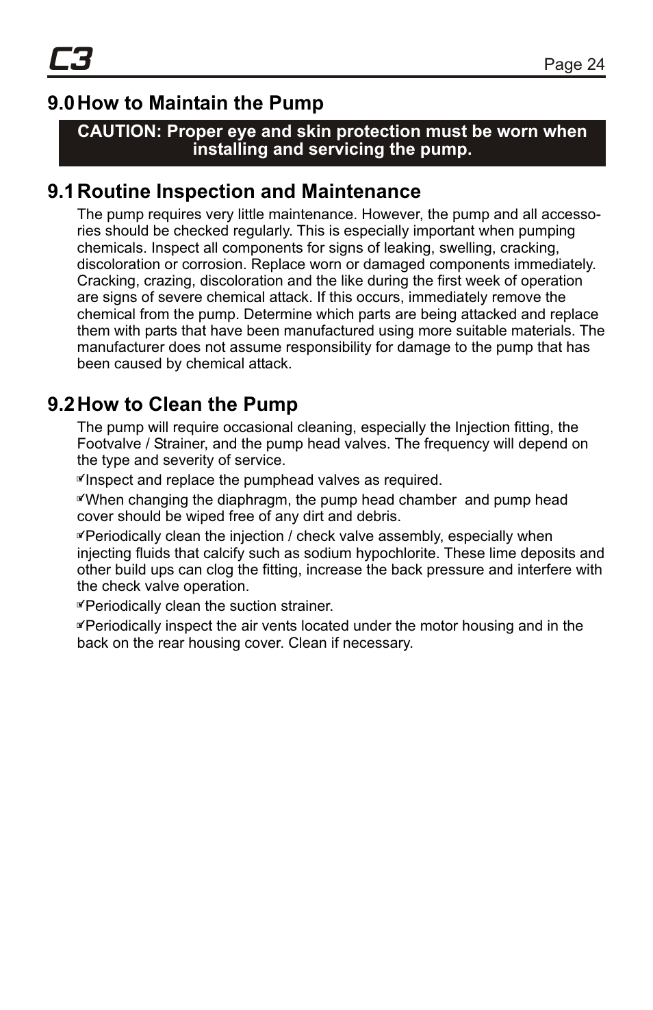 Xylem C3V CHEMICAL METERING PUMPS User Manual | Page 24 / 32