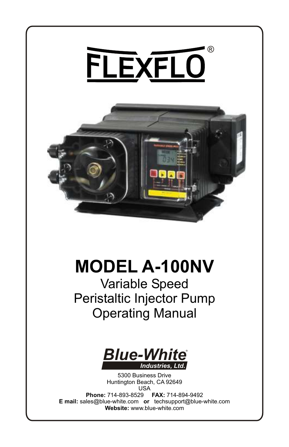 Xylem A-100NV DIGITAL PERISTALTIC PUMPS User Manual | 24 pages