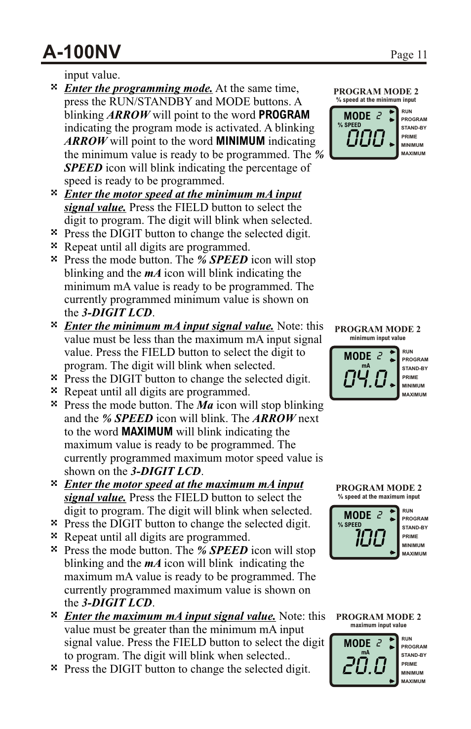 A-100nv, Page 11 | Xylem A-100NV DIGITAL PERISTALTIC PUMPS User Manual | Page 11 / 24