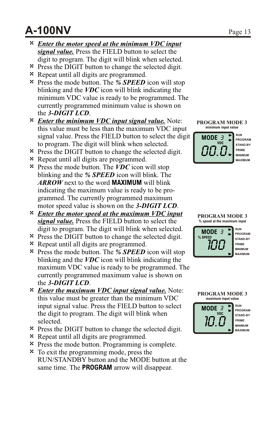 A-100nv, Page 13 | Xylem A-100NV DIGITAL PERISTALTIC PUMPS User Manual | Page 13 / 24
