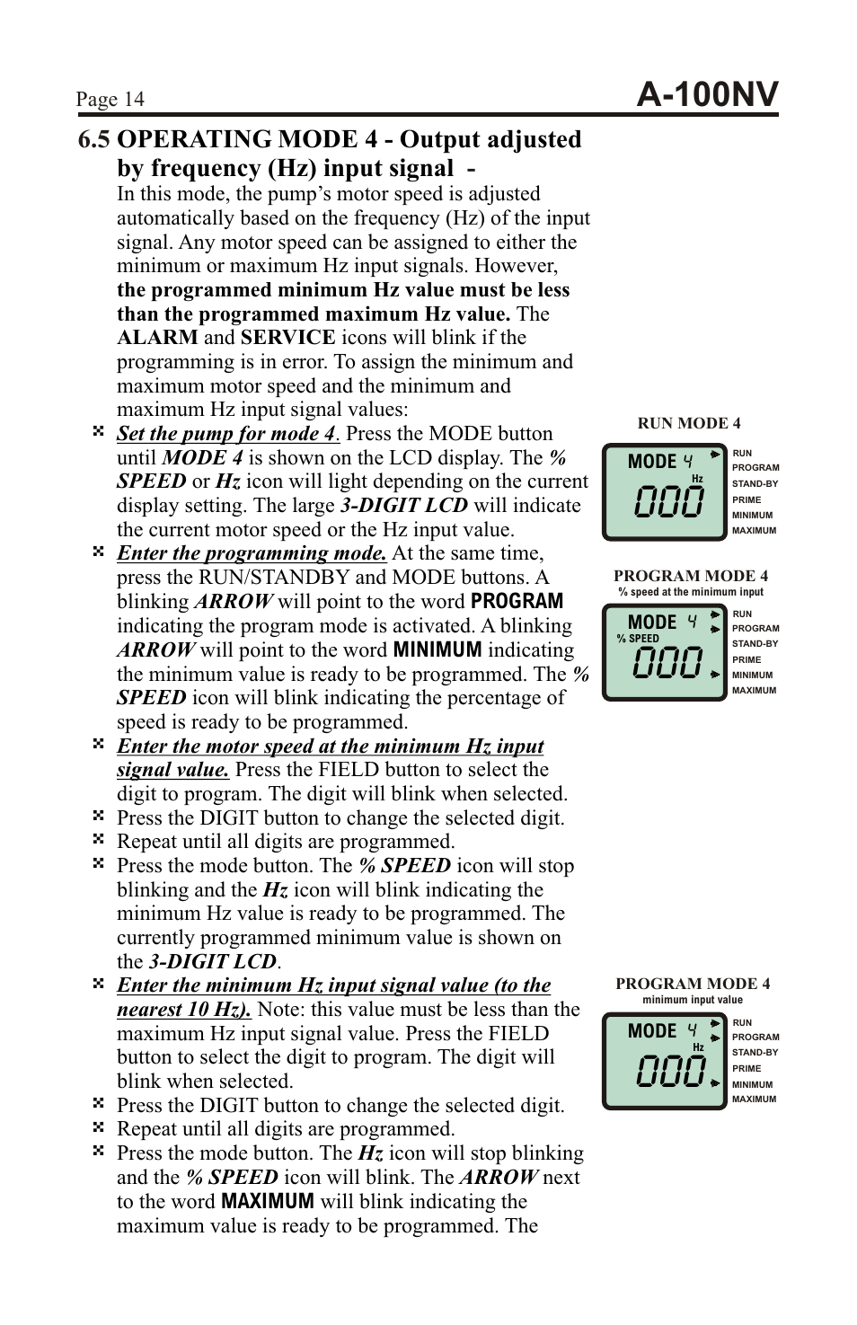 A-100nv, Page 14 | Xylem A-100NV DIGITAL PERISTALTIC PUMPS User Manual | Page 14 / 24